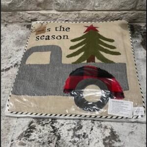 NEW Mud Pie Holiday Pillow with Truck and Tree Design